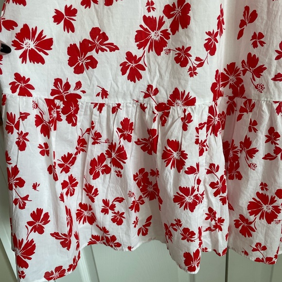 J. Crew Floral Tiered Puff Sleeve Midi Dress Red White 8 - Picture 7 of 14